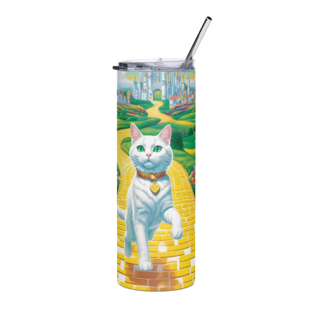 PugMug Custom White Companion Cat Stainless Steel Tumbler