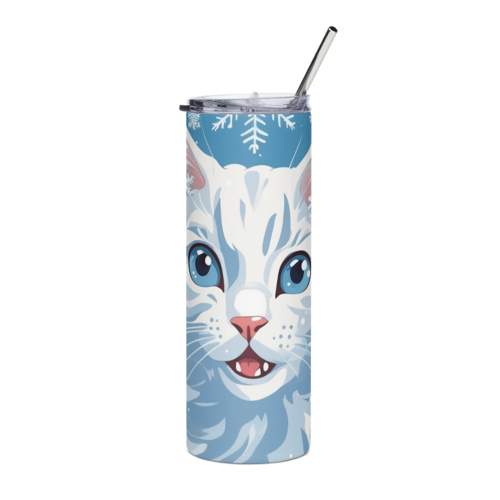 PugMug Custom White Companion Cat Stainless Steel Tumbler
