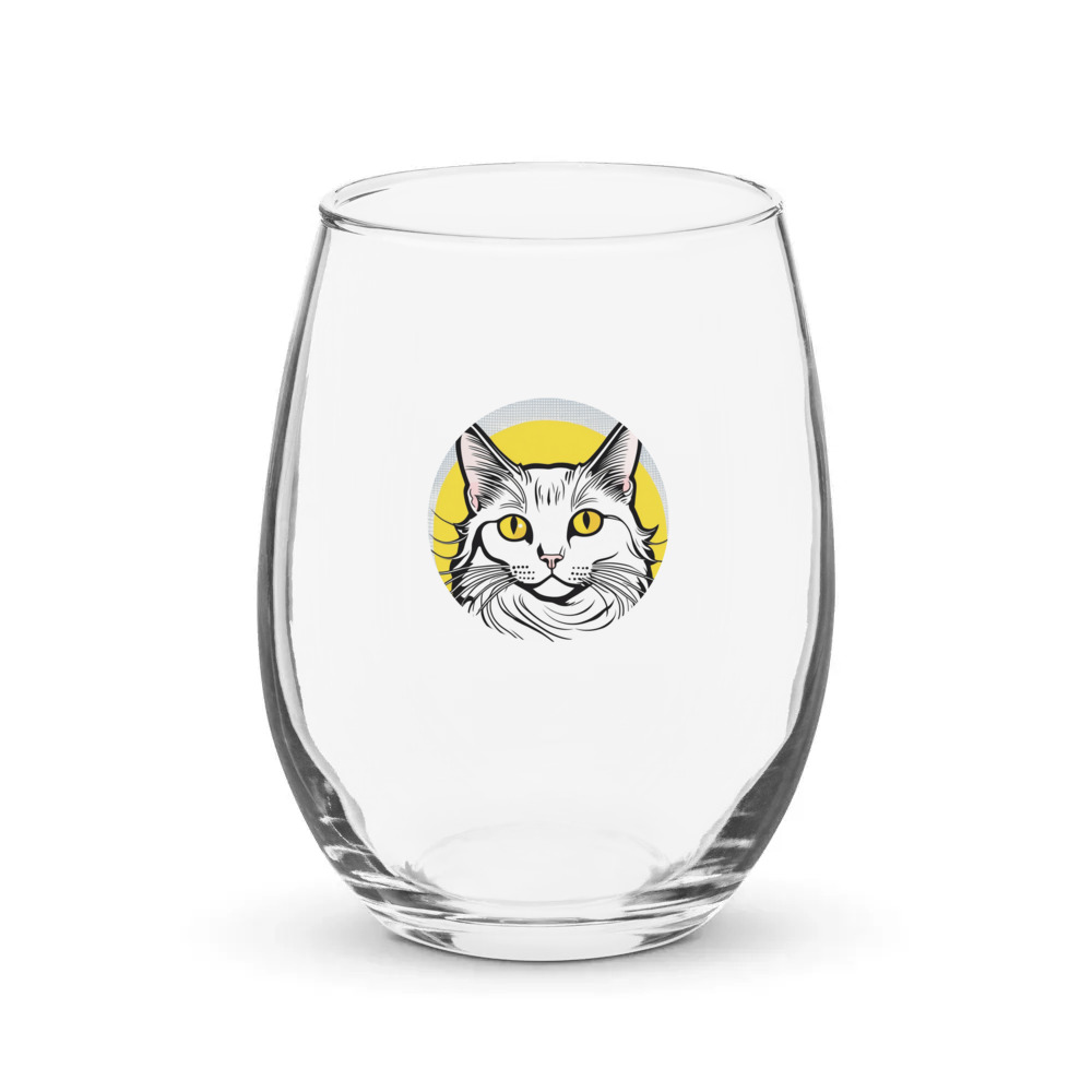 PugMug Custom White Companion Cat Stemless Wine Glass