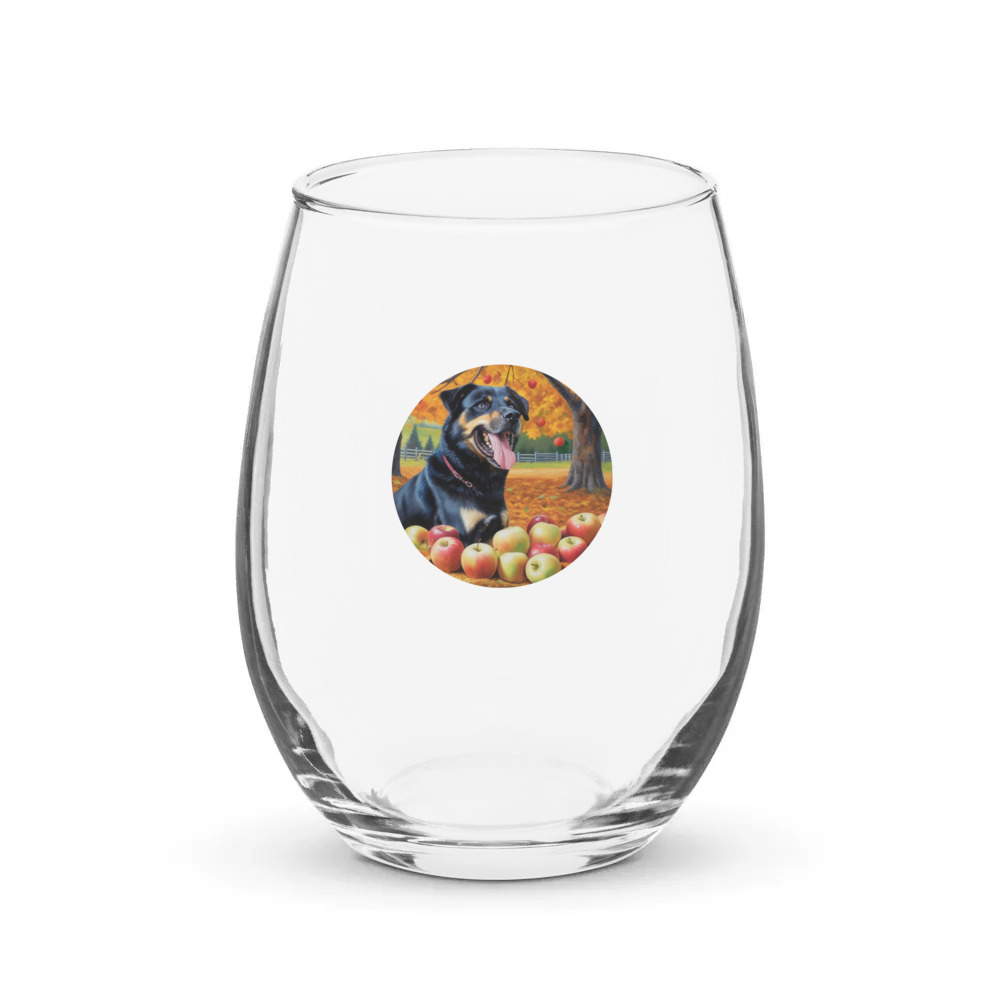 PugMug Custom Blue Stemless Wine Glass