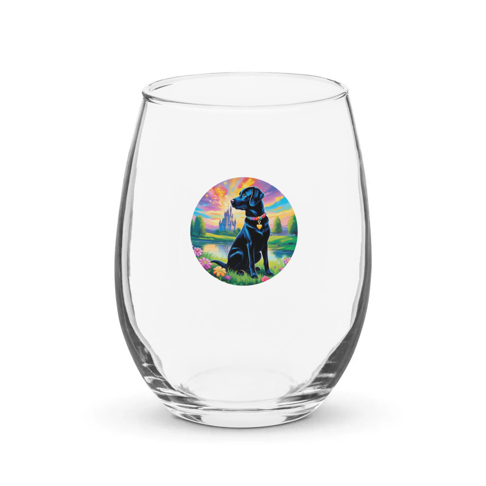 PugMug Custom Black Labrador Retriever Stemless Wine Glass