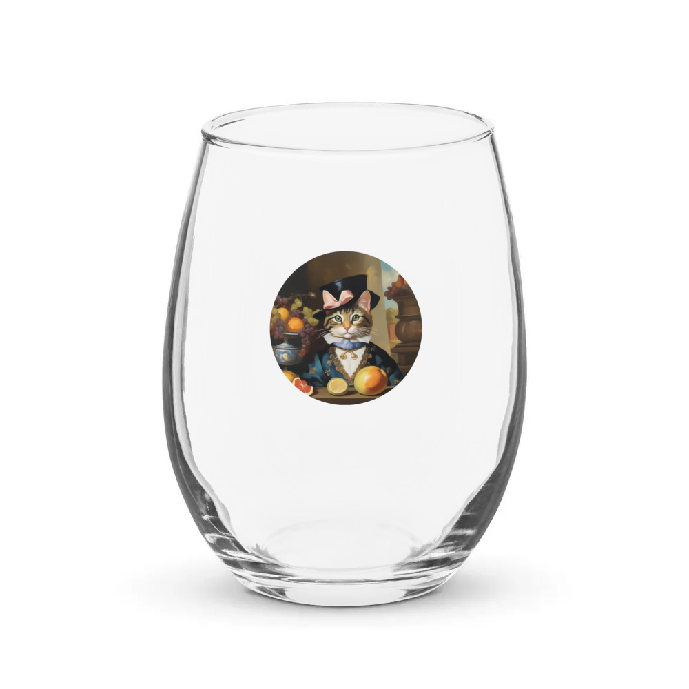 PugMug Custom Tabby Companion Cat Stemless Wine Glass