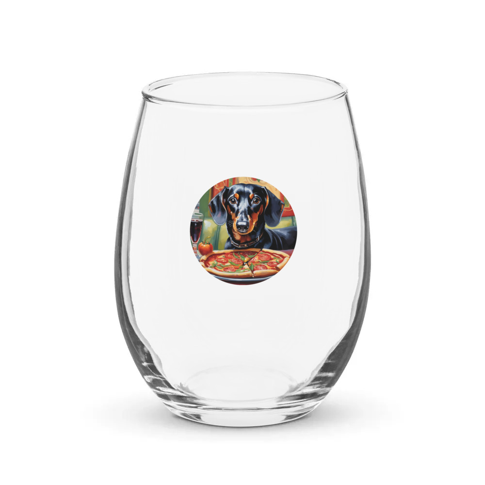 PugMug Custom Black Dachshund Stemless Wine Glass