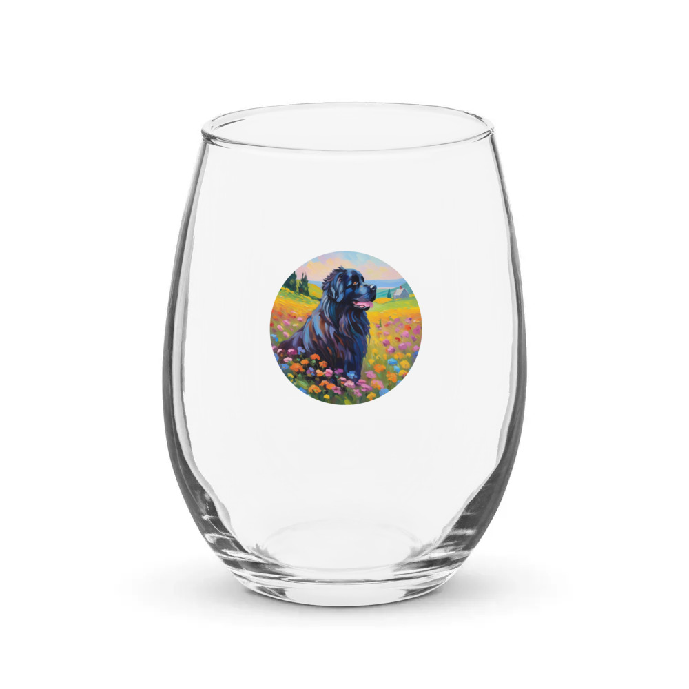 PugMug Custom Newfoundland Stemless Wine Glass