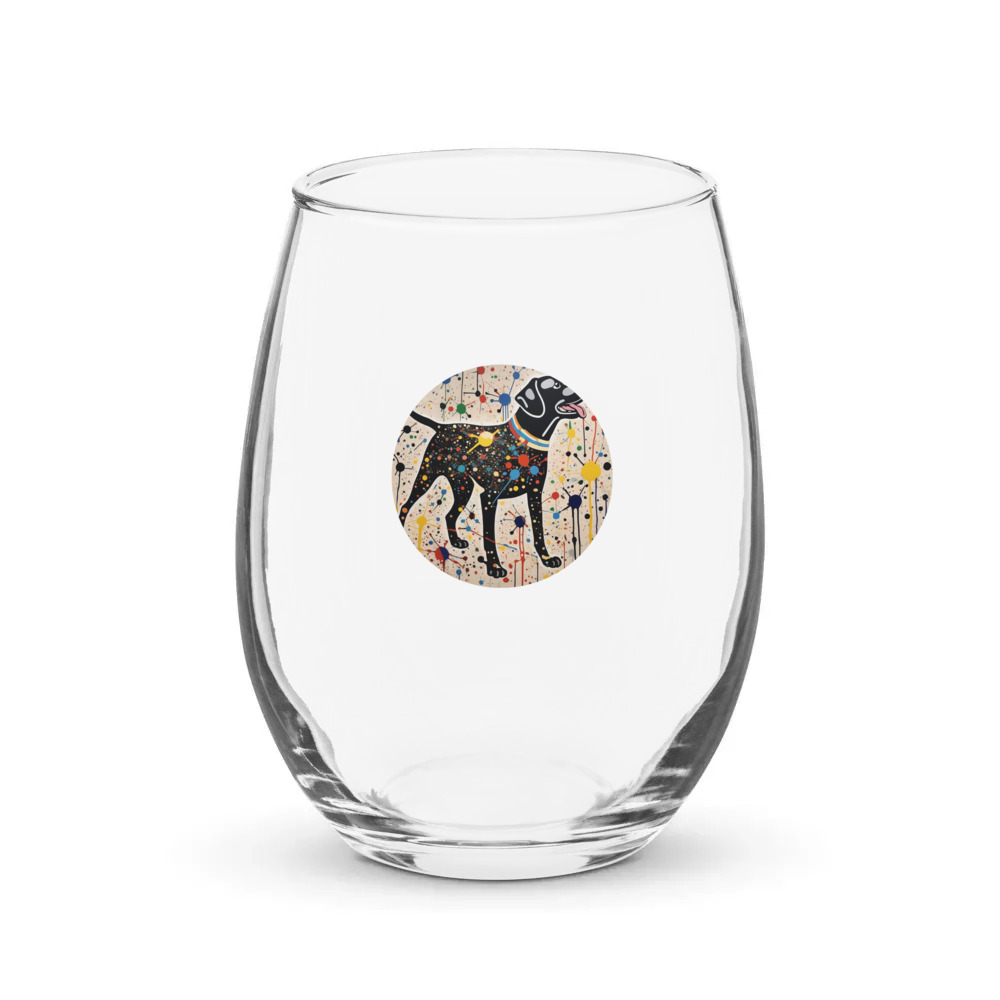 PugMug Custom Black Labrador Retriever Stemless Wine Glass
