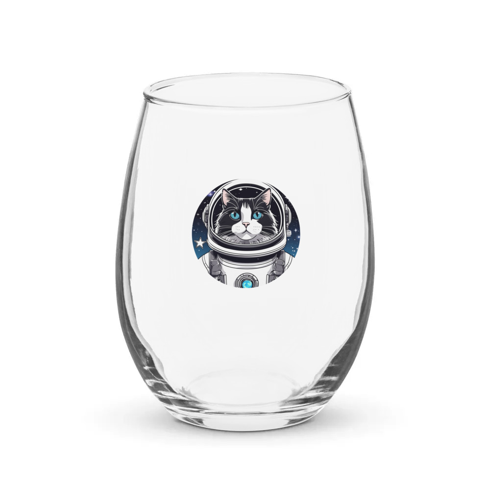 PugMug Custom Black Ragdoll Cat Stemless Wine Glass