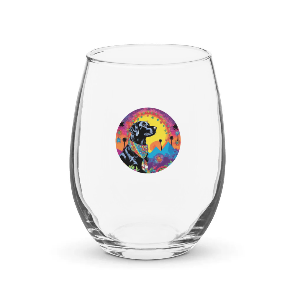 PugMug Custom Black Labrador Retriever Stemless Wine Glass