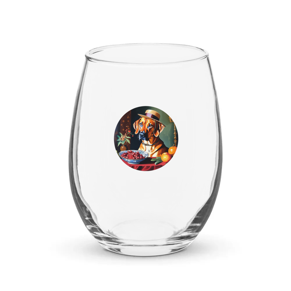 PugMug Custom Rhodesian Ridgeback Stemless Wine Glass