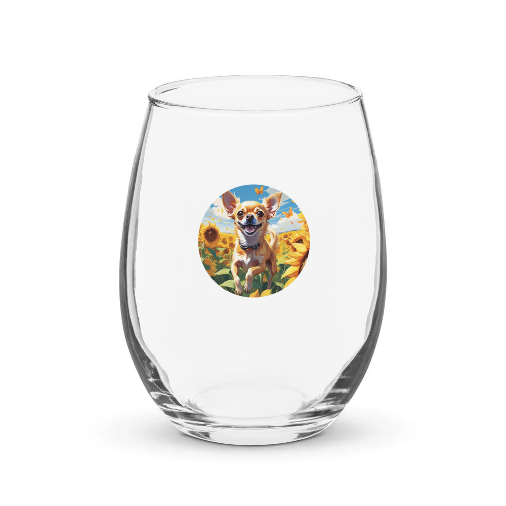 PugMug Custom Chihuahua Stemless Wine Glass