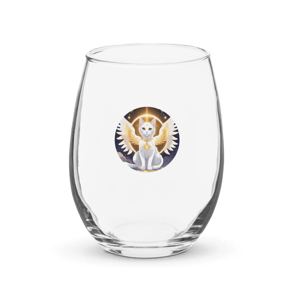 PugMug Custom White Companion Cat Stemless Wine Glass