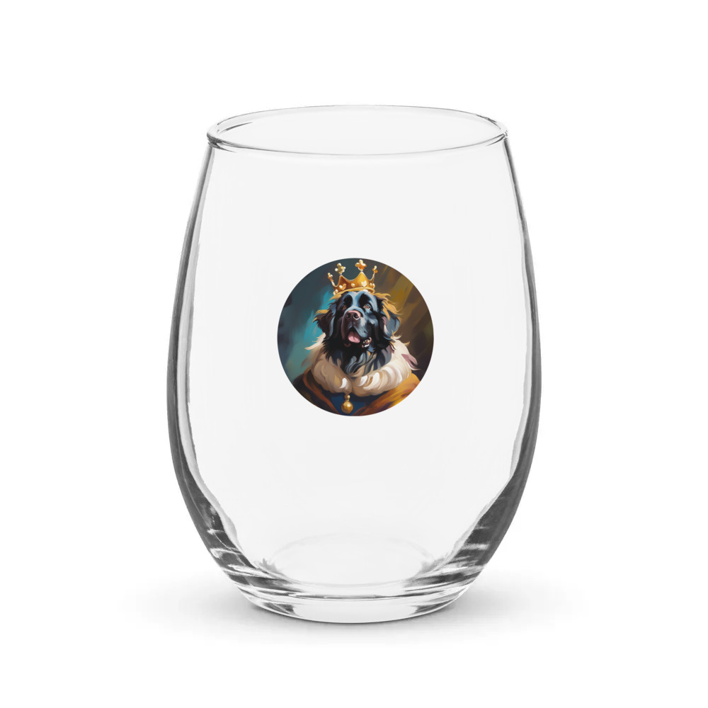PugMug Custom Newfoundland Stemless Wine Glass