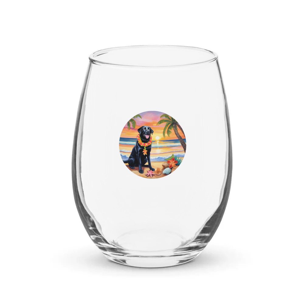 PugMug Custom Black Labrador Retriever Stemless Wine Glass
