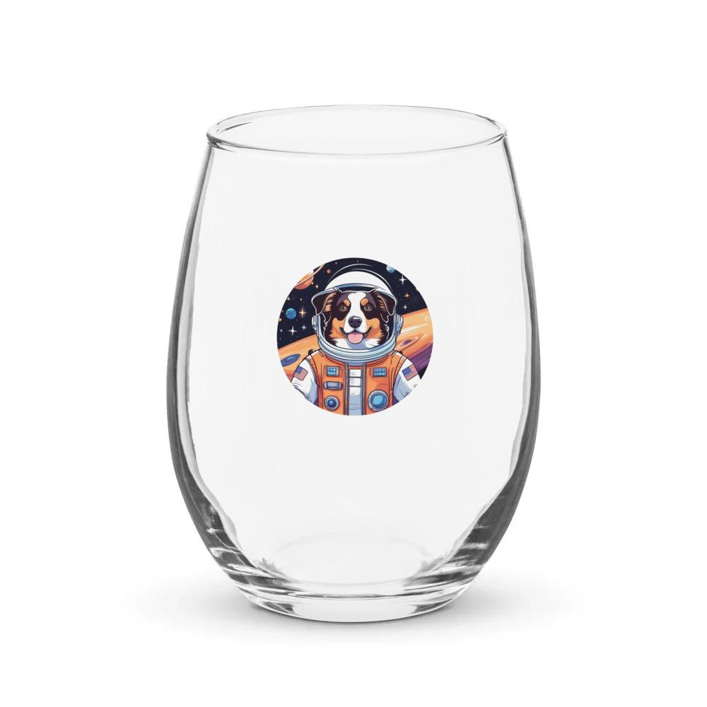 PugMug Custom Miniature American Shepherd Stemless Wine Glass