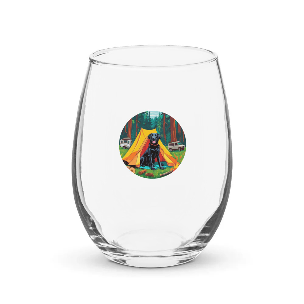 PugMug Custom Black Labrador Retriever Stemless Wine Glass