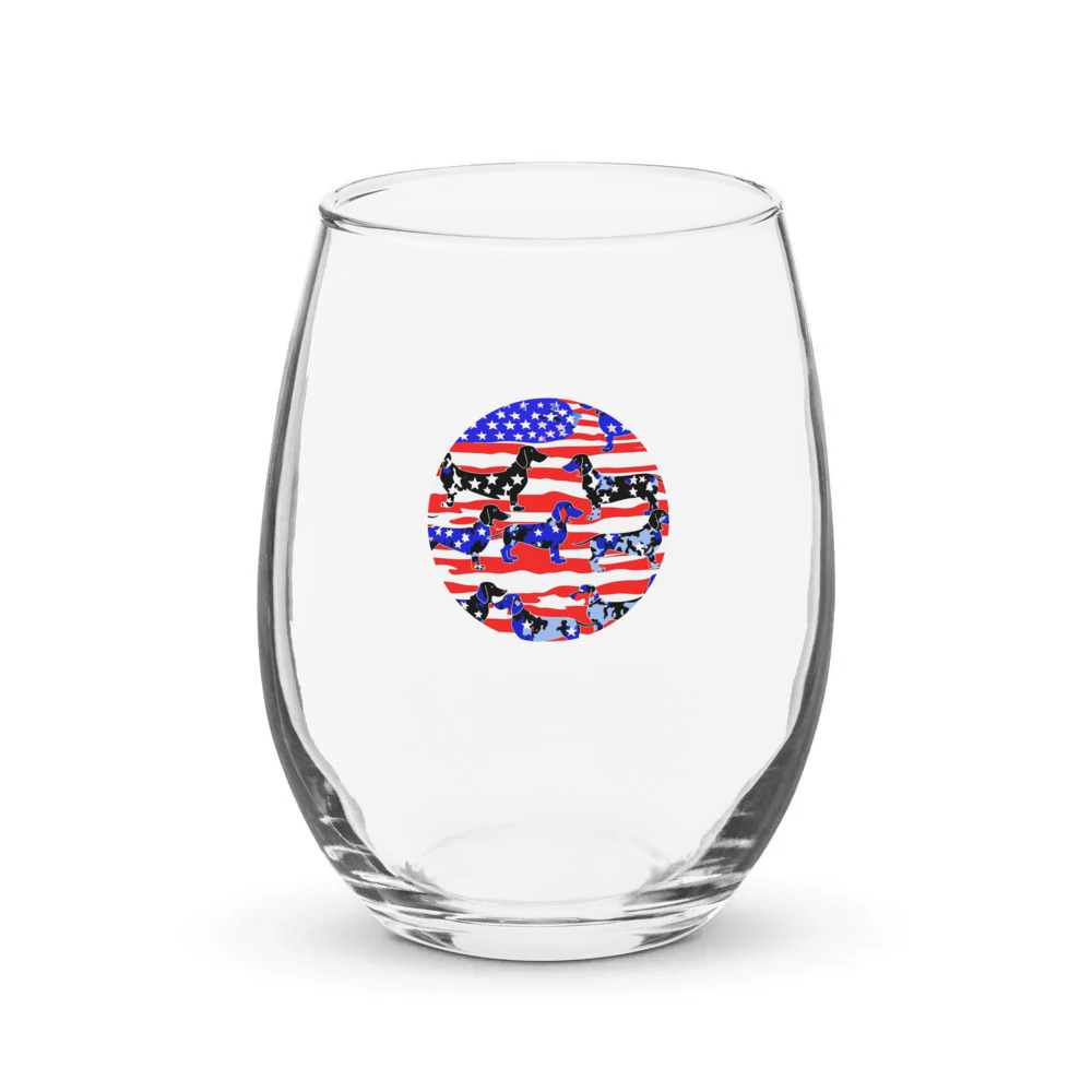 PugMug Custom Black Dachshund Stemless Wine Glass