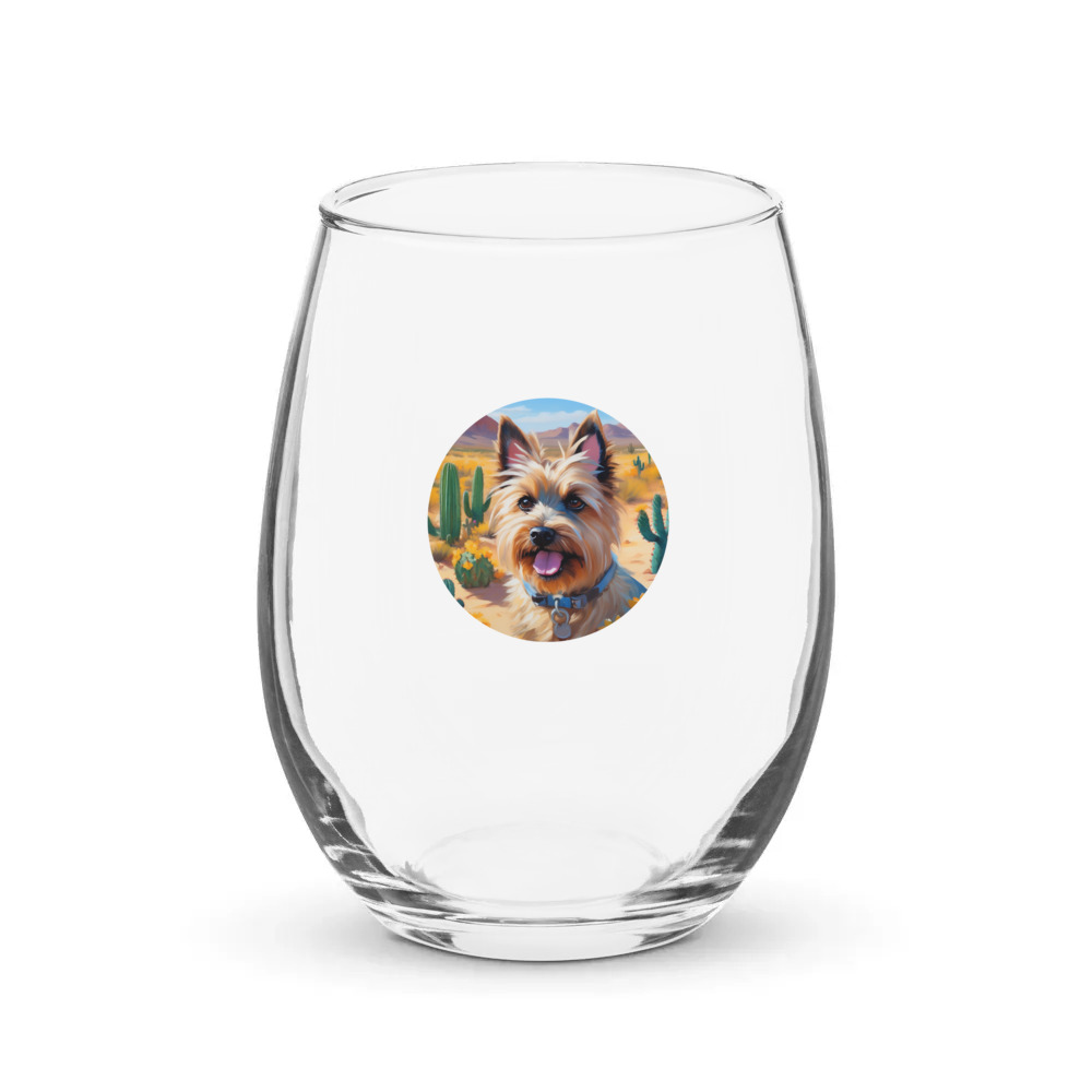 PugMug Custom Cairn Terrier Stemless Wine Glass