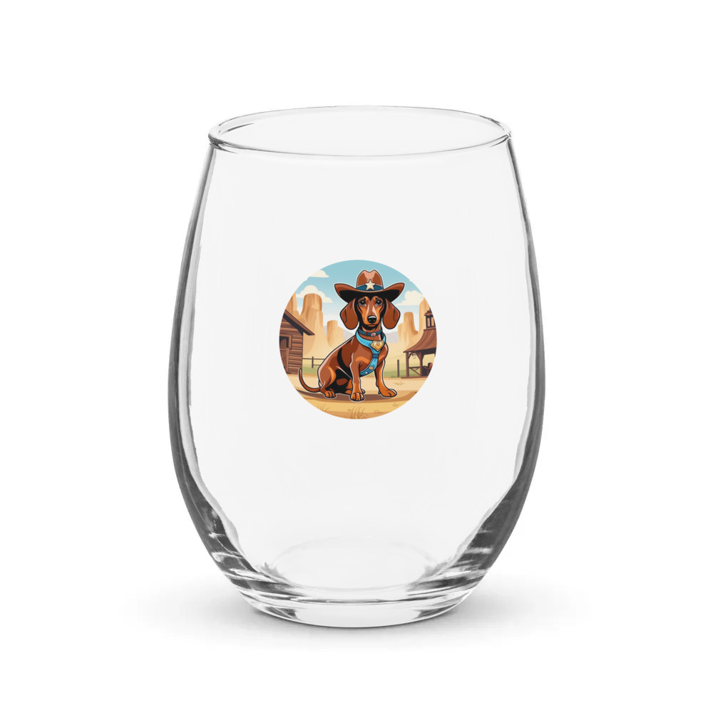 PugMug Custom Tan Dachshund Stemless Wine Glass