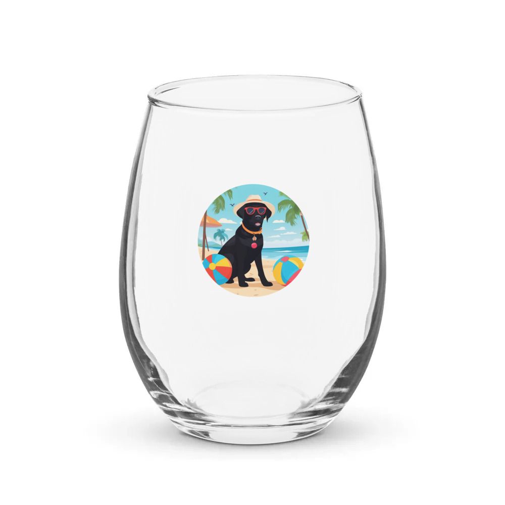 PugMug Custom Black Labrador Retriever Stemless Wine Glass
