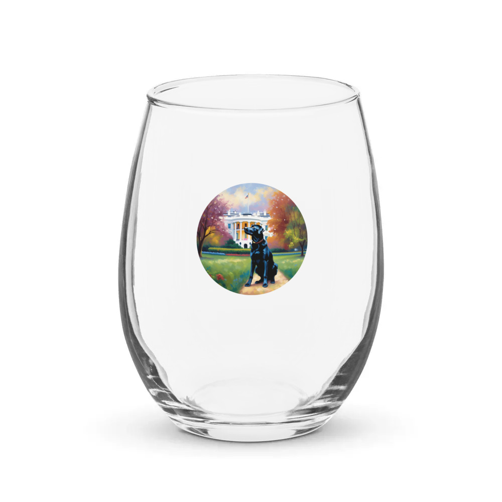 PugMug Custom Black Labrador Retriever Stemless Wine Glass