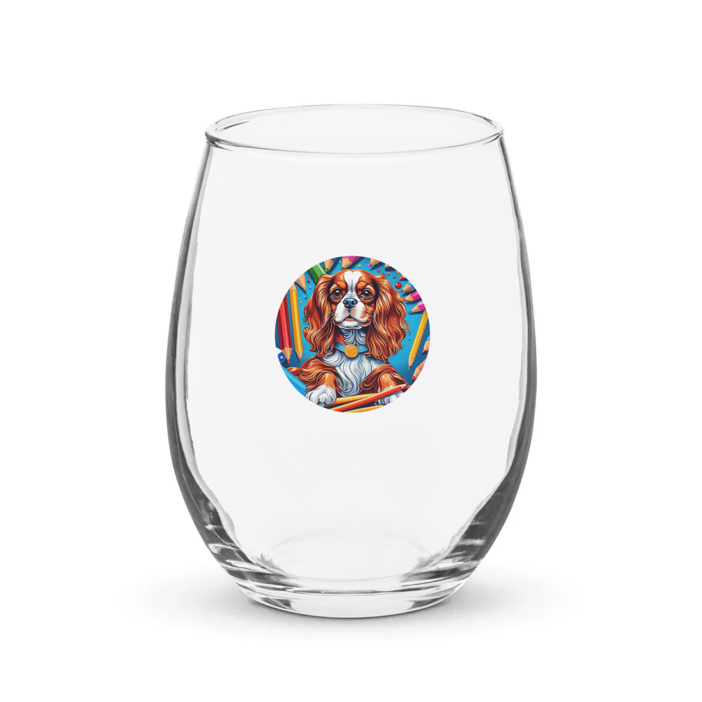 PugMug Custom Cavalier King Charles Spaniel Stemless Wine Glass