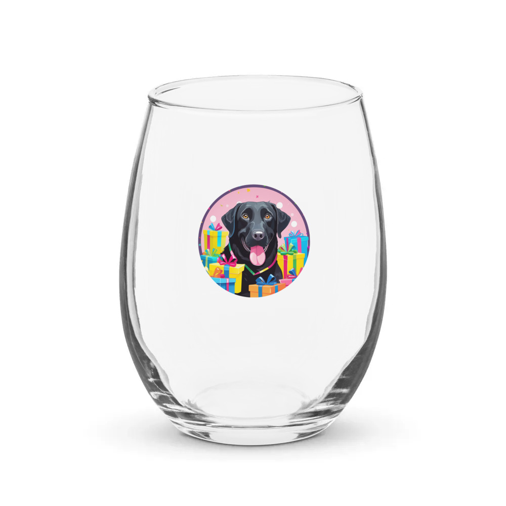 PugMug Custom Black Labrador Retriever Stemless Wine Glass