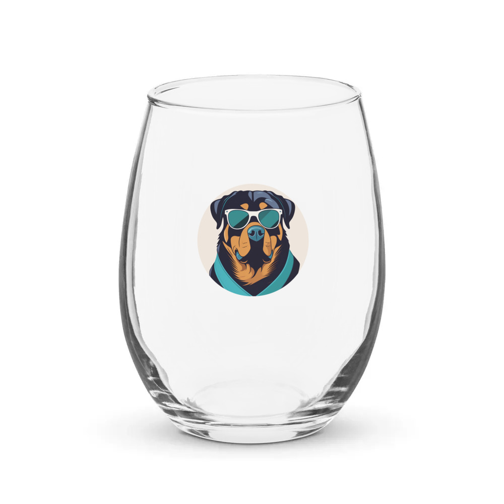 PugMug Custom Rottweiler Stemless Wine Glass