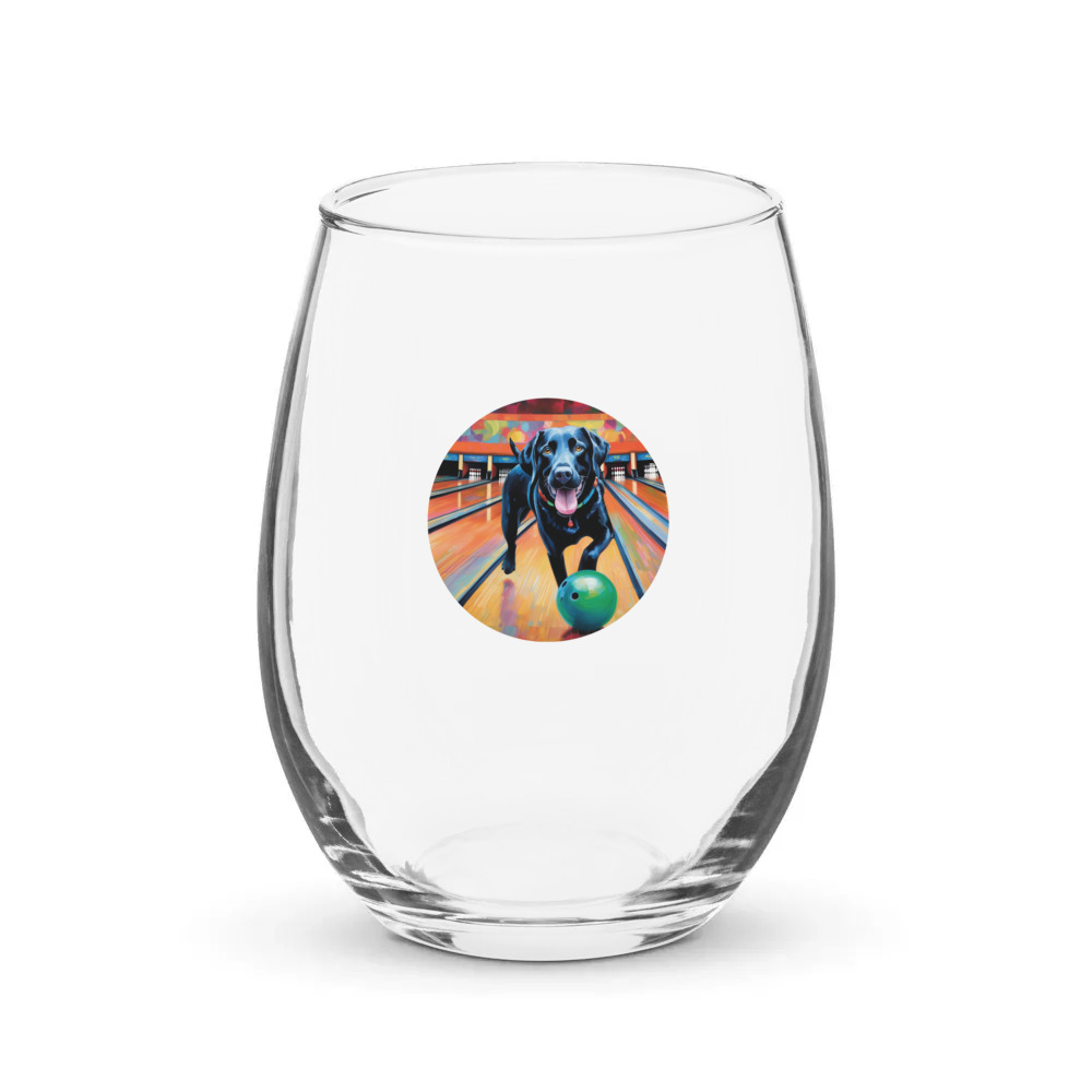 PugMug Custom Black Labrador Retriever Stemless Wine Glass