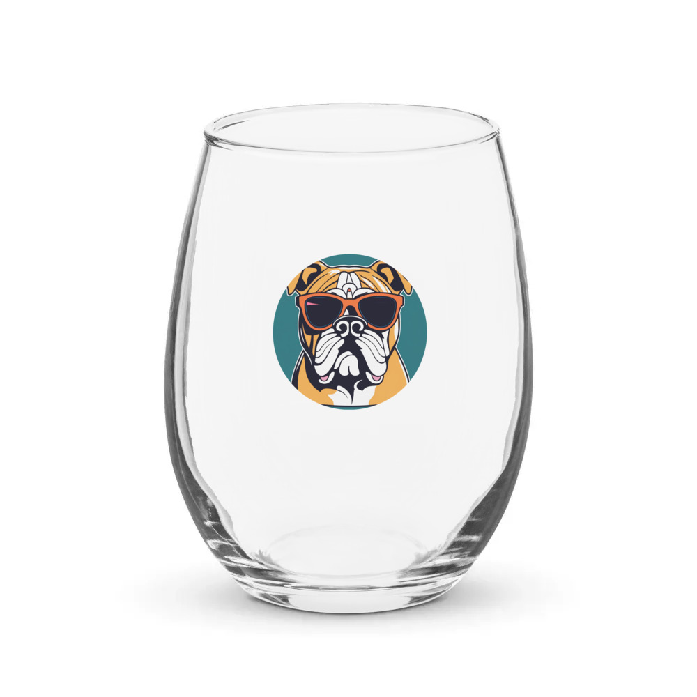 PugMug Custom Bulldog Stemless Wine Glass