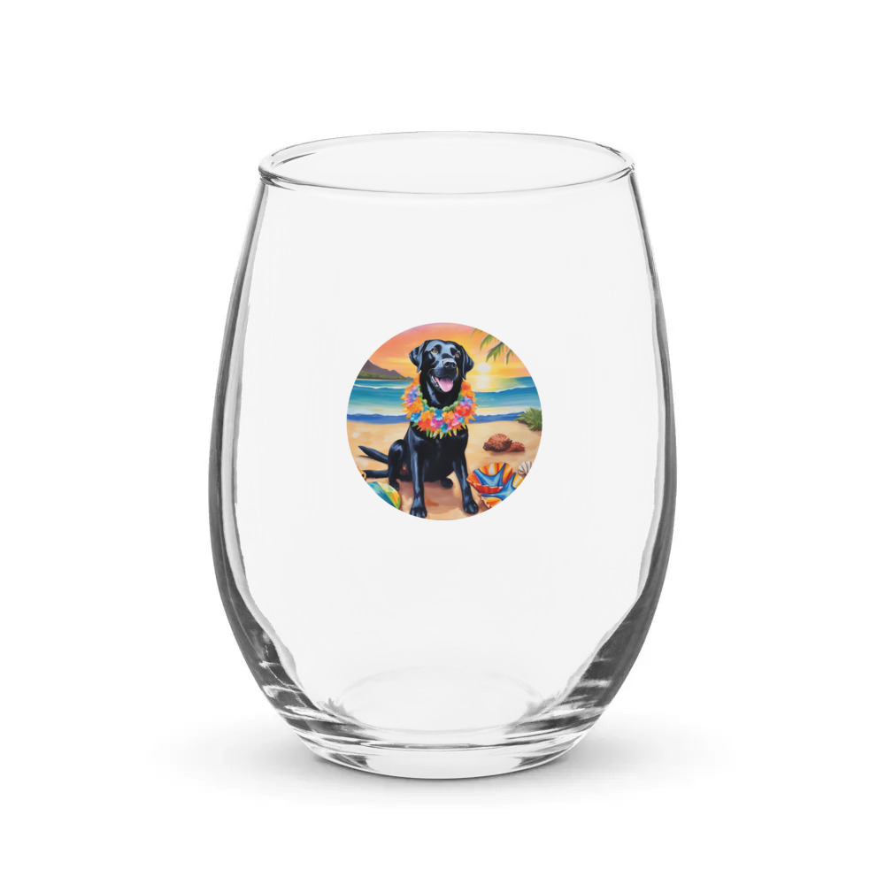 PugMug Custom Black Labrador Retriever Stemless Wine Glass