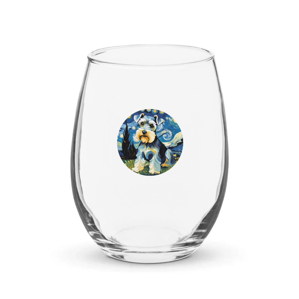 PugMug Custom Miniature Schnauzer Stemless Wine Glass