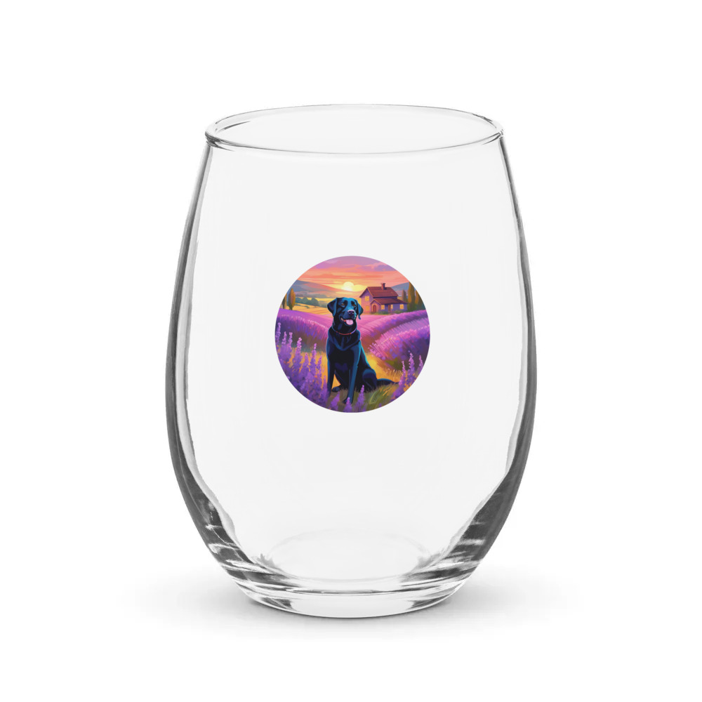 PugMug Custom Black Labrador Retriever Stemless Wine Glass