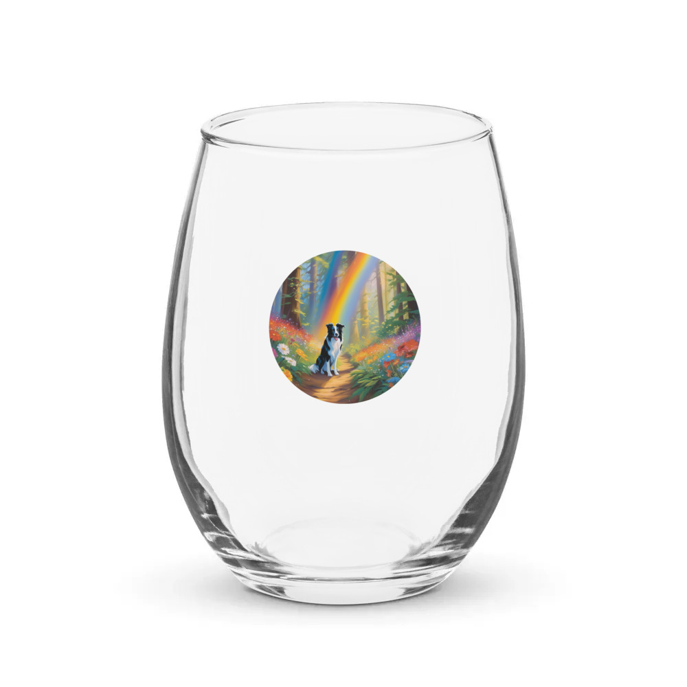 PugMug Custom Border Collie Stemless Wine Glass