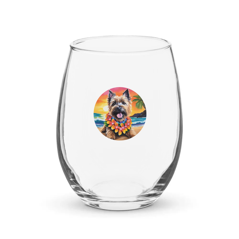 PugMug Custom Cairn Terrier Stemless Wine Glass