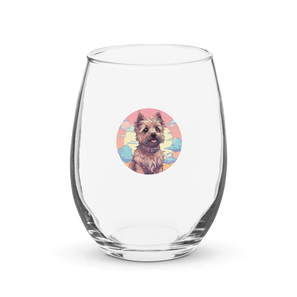 PugMug Custom Cairn Terrier Stemless Wine Glass