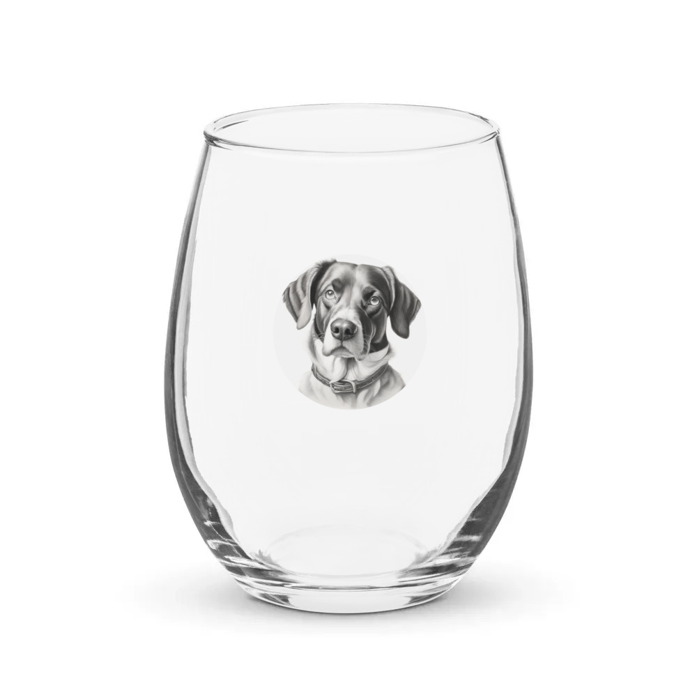 PugMug Custom Brittany Dog Stemless Wine Glass