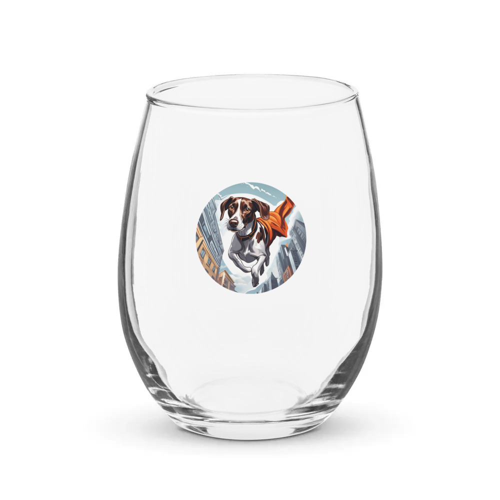PugMug Custom Pointer Dog Stemless Wine Glass