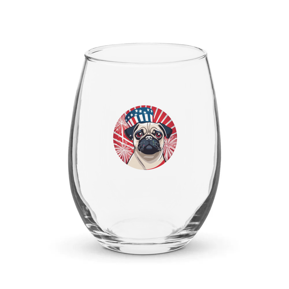 PugMug Custom Pet Stemless Wine Glass