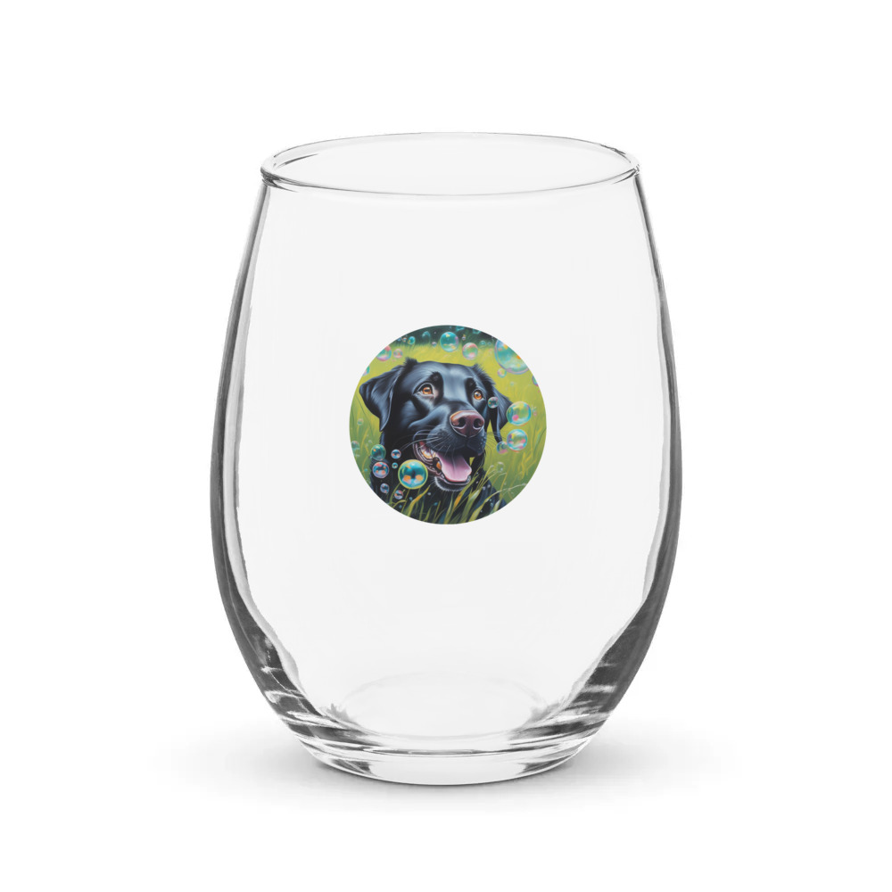 PugMug Custom Black Labrador Retriever Stemless Wine Glass