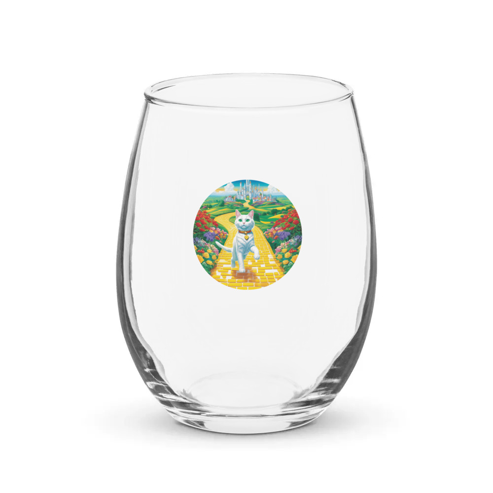 PugMug Custom White Companion Cat Stemless Wine Glass