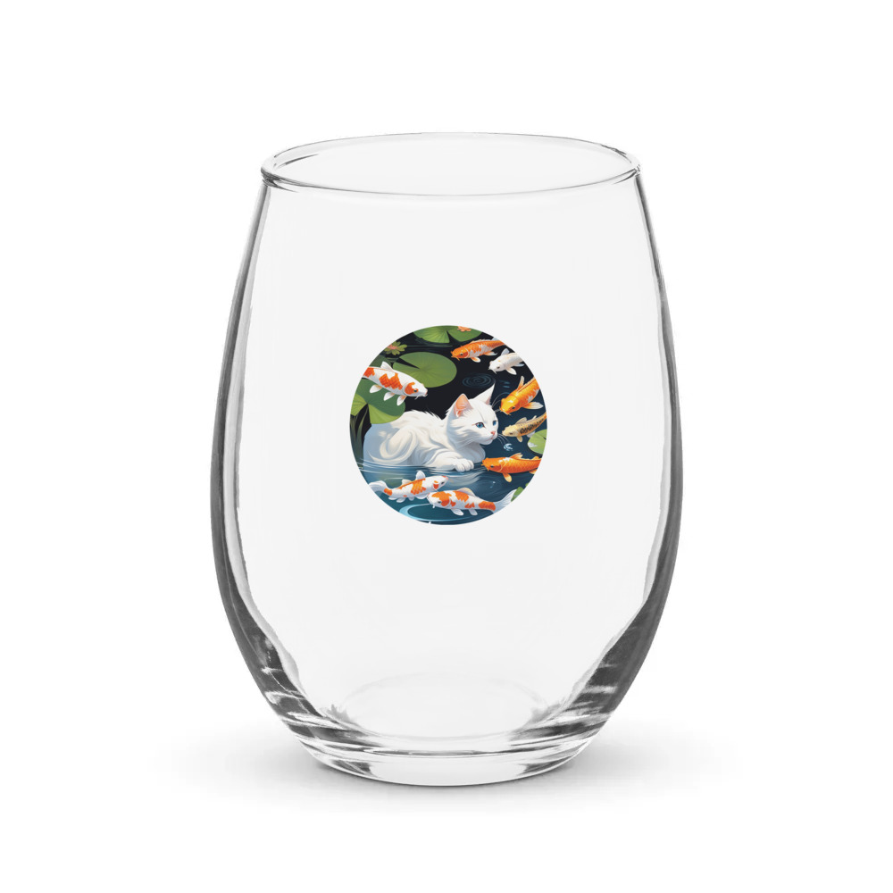 PugMug Custom White Companion Cat Stemless Wine Glass
