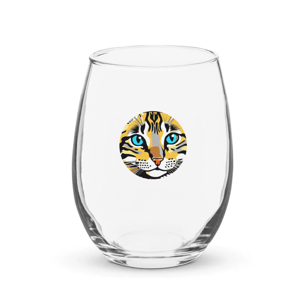 PugMug Custom Tabby Companion Cat Stemless Wine Glass