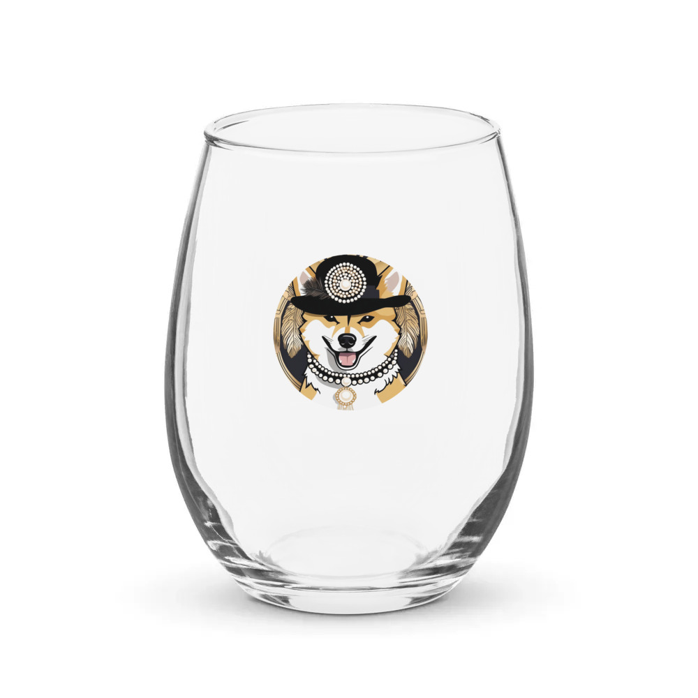 PugMug Custom Shiba Inu Stemless Wine Glass