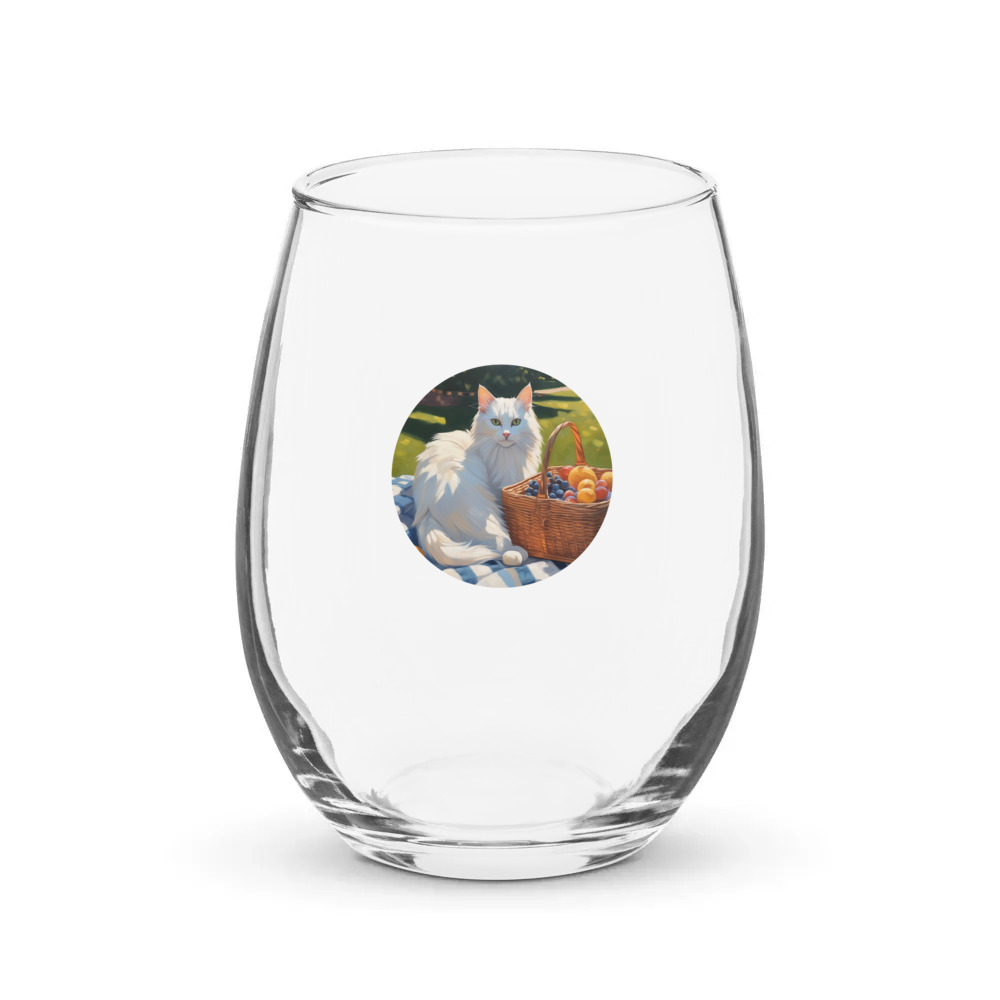PugMug Custom White Companion Cat Stemless Wine Glass