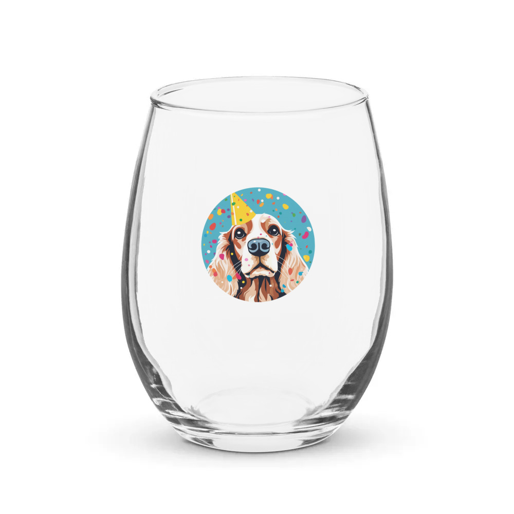 PugMug Custom Cocker Spaniel Stemless Wine Glass