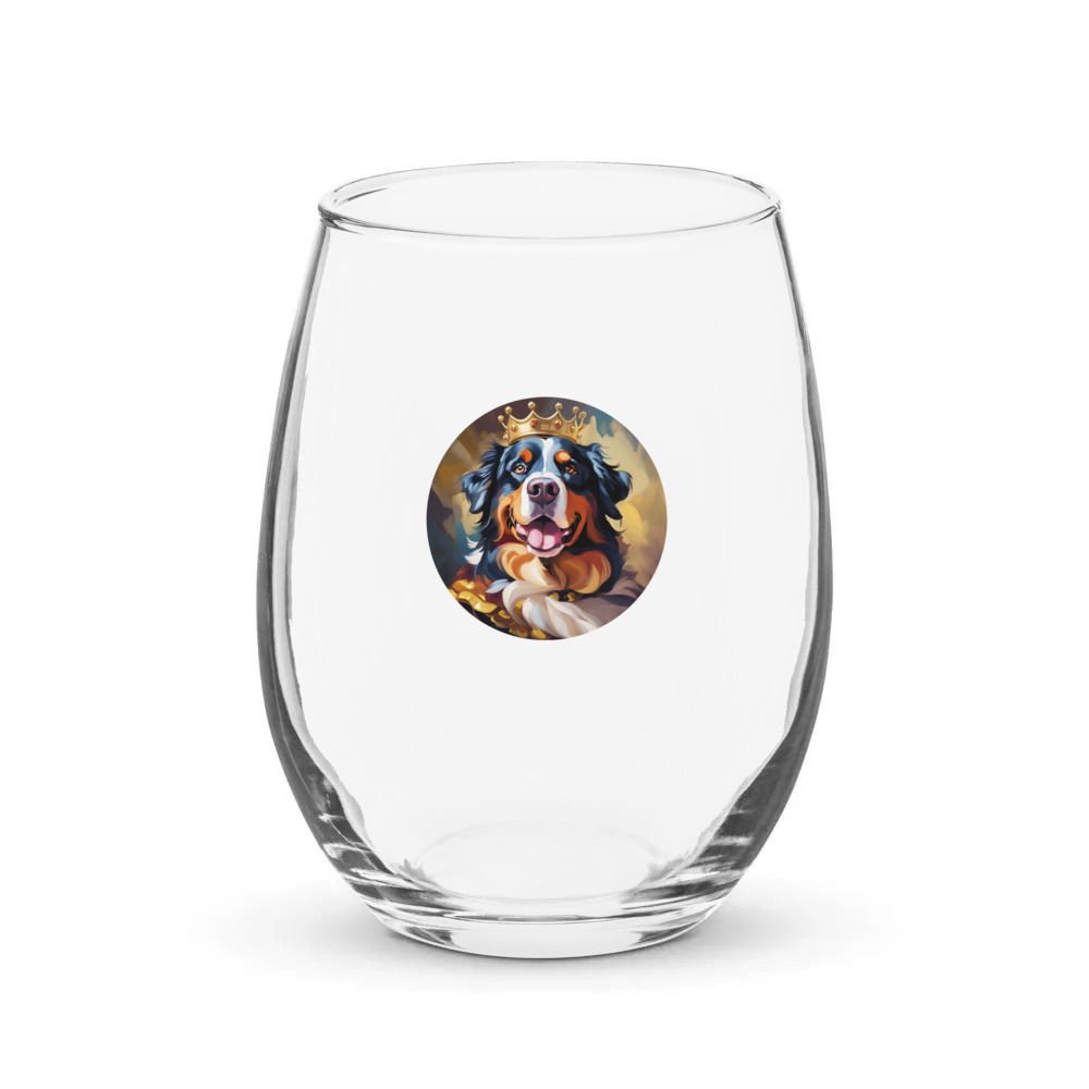 PugMug Custom Bernese Mountain Dog Stemless Wine Glass