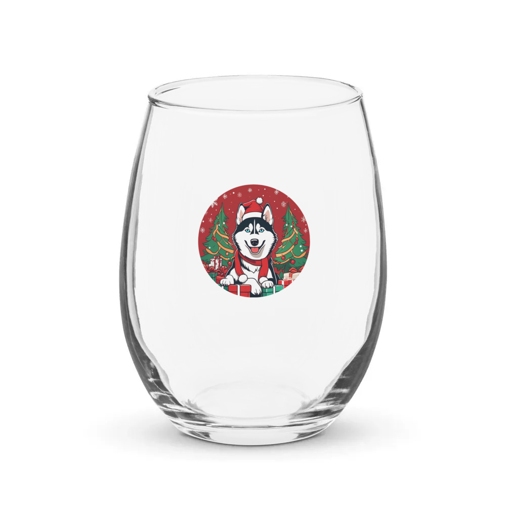 PugMug Custom Siberian Husky Stemless Wine Glass