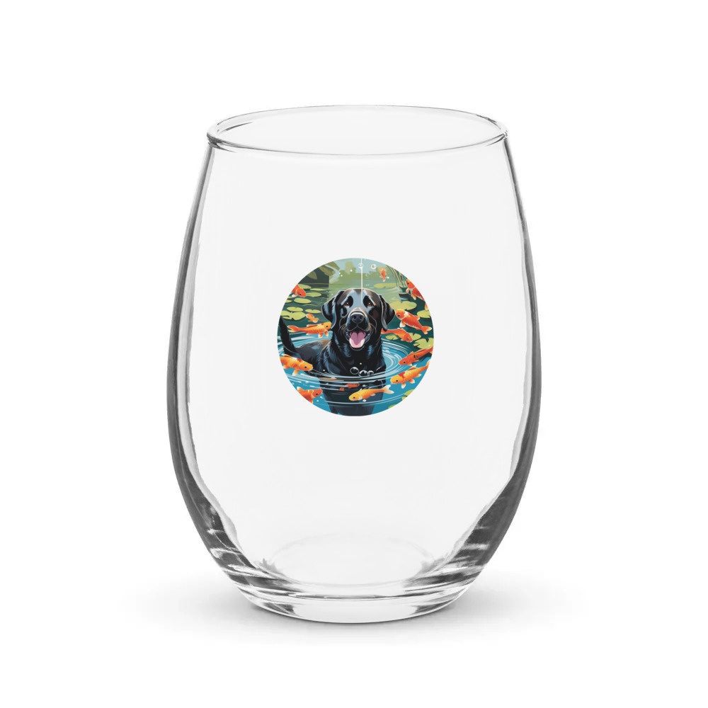 PugMug Custom Black Labrador Retriever Stemless Wine Glass