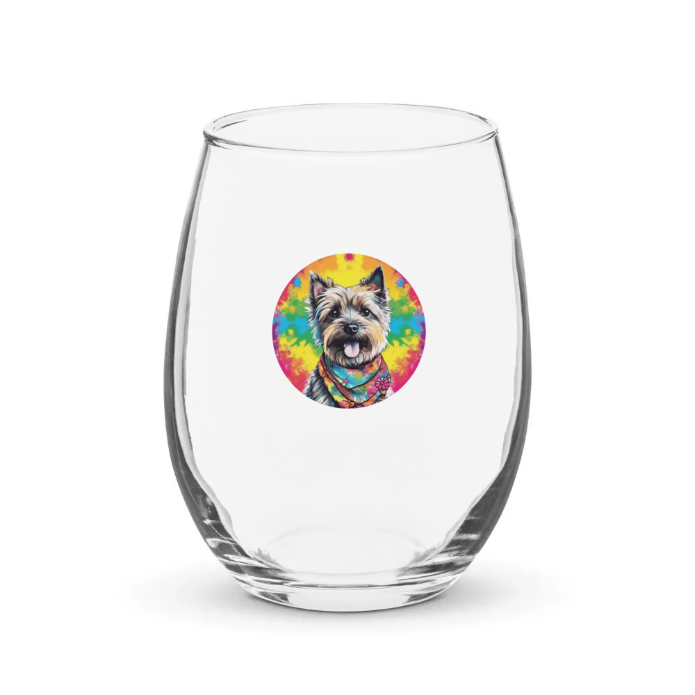 PugMug Custom Cairn Terrier Stemless Wine Glass