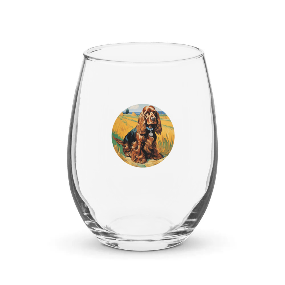 PugMug Custom English Cocker Spaniel Stemless Wine Glass