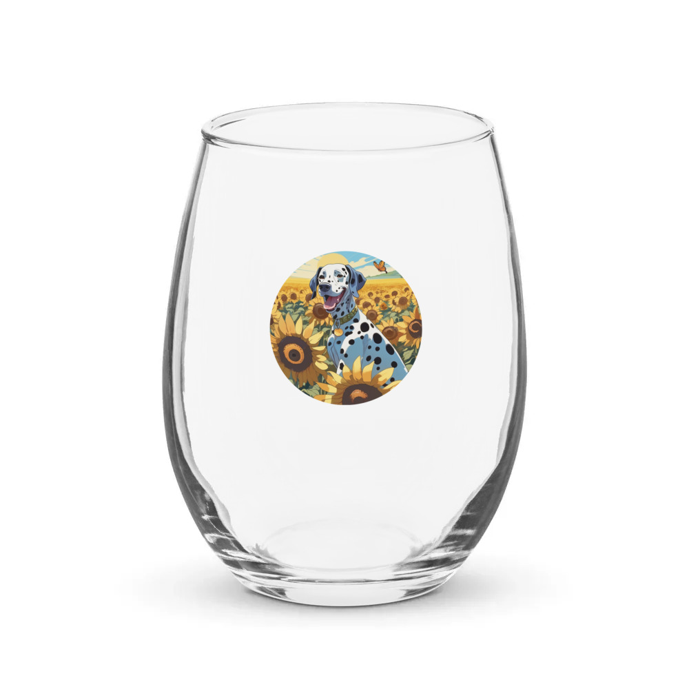 PugMug Custom Dalmatian Stemless Wine Glass